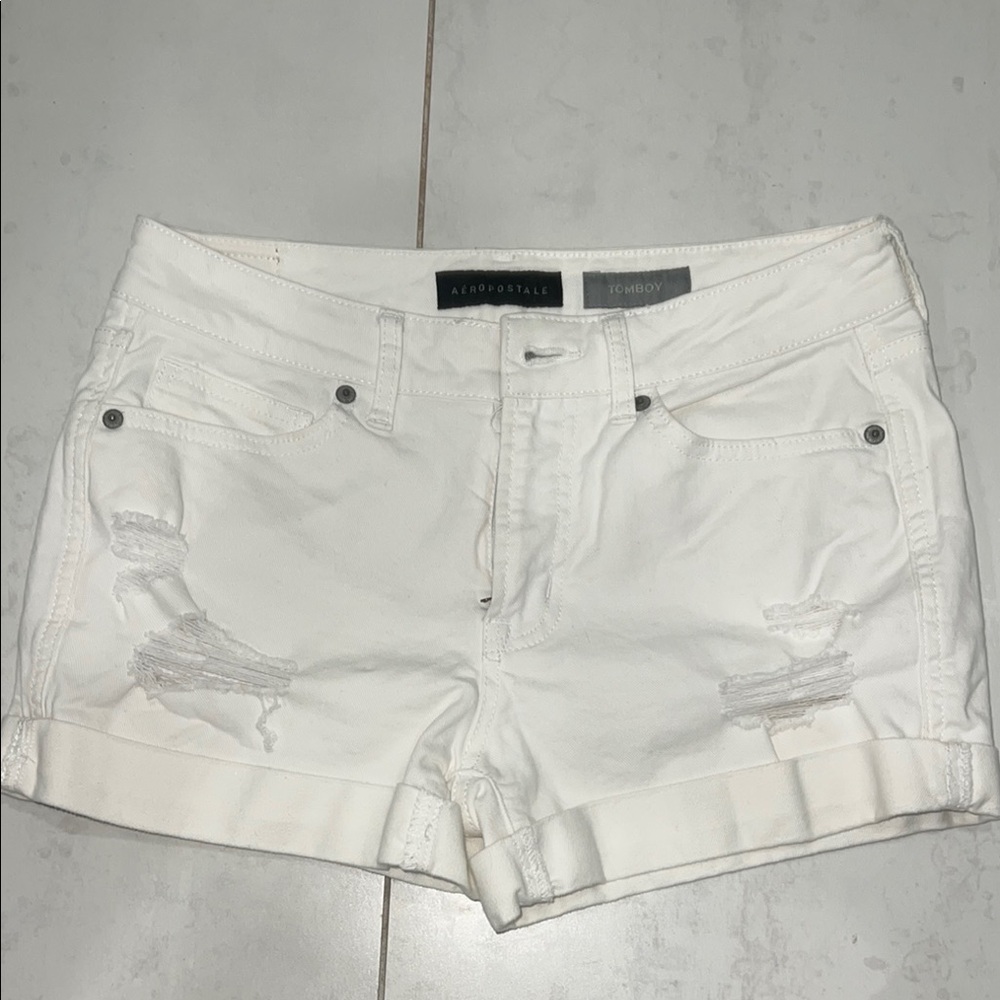 Aeropostale Women's White Denim Shorts
